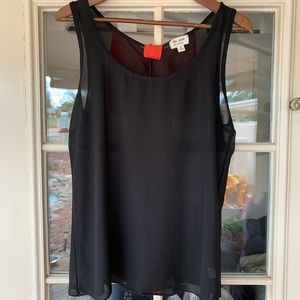 🎀 EUC Sleeveless Shear Top with Coral Bow Detail